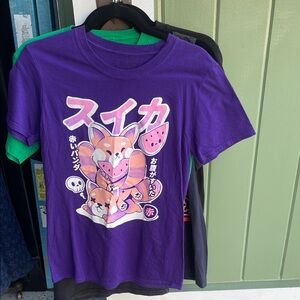 Purple Kids T-Shirt with Fox Print